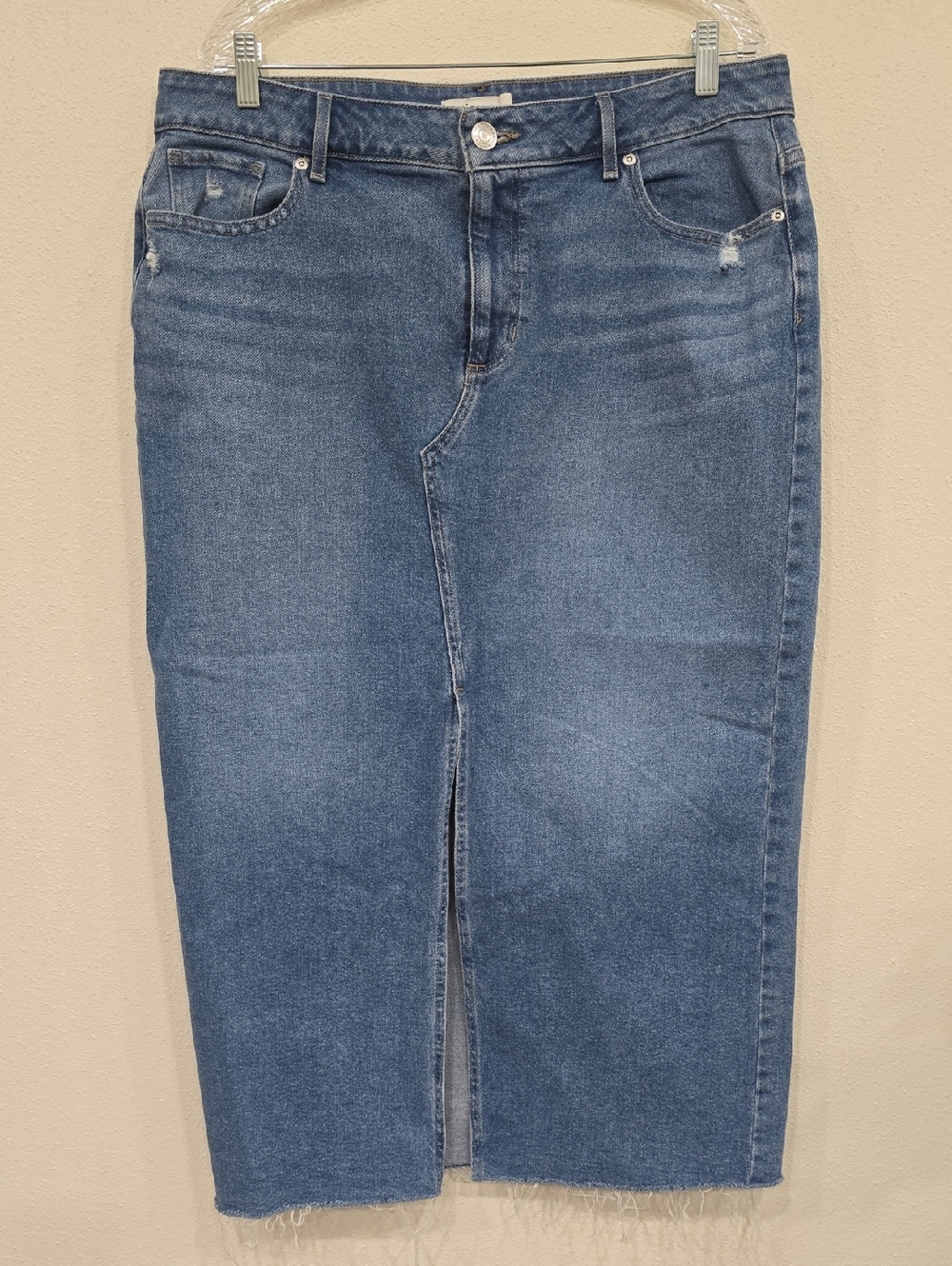 Maurices Medium Blue Straight Denim Skirt with Front Slit